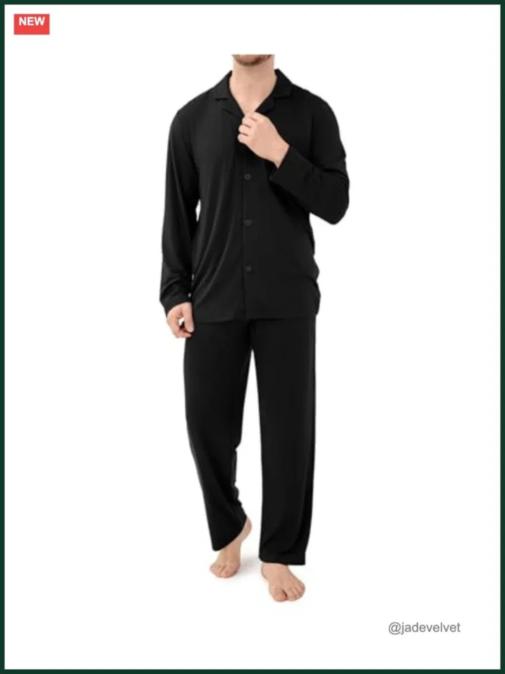 Ultra-Soft Pajamas Set Notched Collar Long Sleeve Top & Bottoms with Pockets